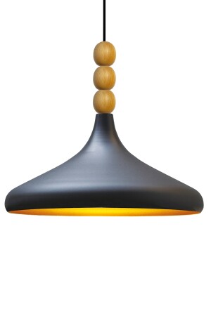 Schwarzer Champion Einzel-Kronleuchter mit Holzperlen, Hängelampe, Wohnzimmer, Küche, Boutique-Lampe, Beleuchtung, Kronleuchter BMM2066WM3 - 6