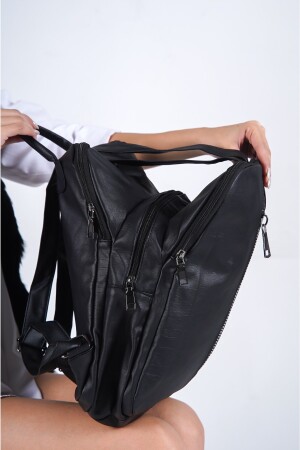 Schwarzer Damenrucksack aus weichem, gewaschenem Leder - 3