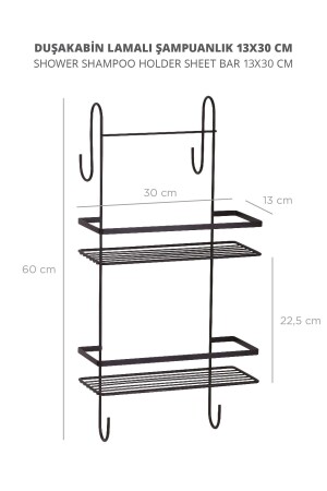 Schwarzer Laminat-Duschkabinen-Shampoo-Halter – 13 x 30 cm ALS-844 - 4