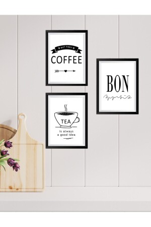 Schwarzer Rahmen-Look, Kaffee-Bon-Tee-Wanddekoration, Küchenkonzept, Tisch für Kaffee-Ecke, 15 x 20-Set - 2