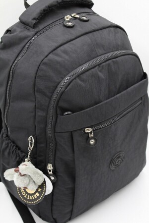 Schwarzer, wasserfester Crinkle-Stoff, großer Schulrucksack, Reisetasche / 2300 2300sırtmxs - 4