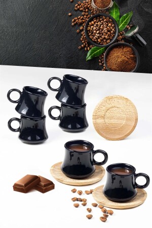 Schwarzes Largi-Kaffeeset für 6 Personen aus Bambus EVMSPTE101620 - 1