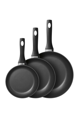 Schwarzes, sparsames 3-teiliges Pfannenset aus Teflon – 24 cm, 20 cm, 16 cm 0F46F - 5