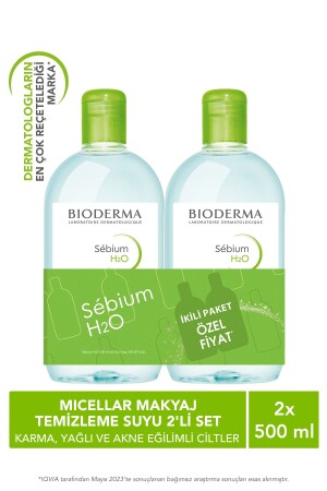 Sebium H2O Micellar Makyaj Temizleme Suyu 2'li Set Karma,Yağlı ve Akne Eğilimli Ciltler 500 ml 8699956510477 - 2