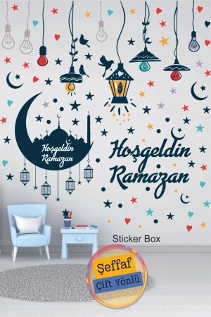 Şeffaf Çift Görünümlü Hoşgeldin Ramazan Sticker Ramazan Süsü Bayram Cam,duvar,sticker tapsiyah - 2