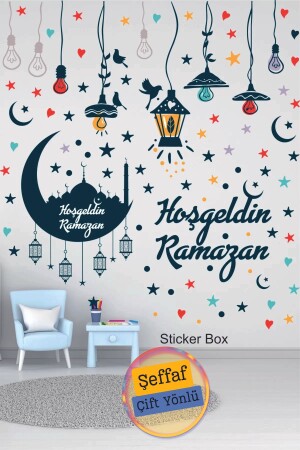 Şeffaf Çift Görünümlü Hoşgeldin Ramazan Sticker Ramazan Süsü Bayram Cam,duvar,sticker tapsiyah - 1