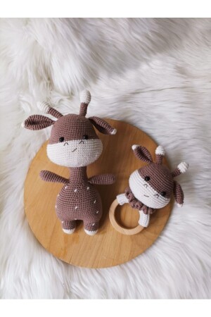 Şeker Zürafa Uyku Arkadaşı Ve Çıngırak Amigurumi Örgü Oyuncak P755S325 - 1