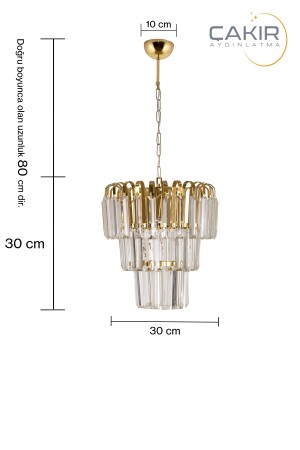 Şelale 30 Luxuriöser 3-lagiger Hängeleuchter in Gelb (Gold) – Çakır Avize 3700-30 - 3