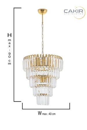 Şelale 40 cm 5-lagiger gelber (goldener) Hängeleuchter – Çakır Avize 3700-40SR - 6