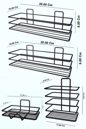 Selbstklebendes Badezimmer-Set, Duschregal + Seifenschale + Zahnbürstenhalter, Metall-Set - 8