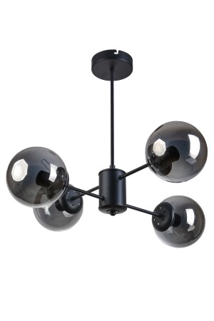 Seoul Modern Design Wohnzimmer Esszimmer Küche Schwarz Farbe Rauchglas Pendelleuchte 4 Stück Kronleuchter S4121 - 2