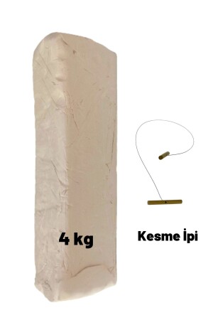 Seramik Hamuru Başlangıç Seti- 4000 gr Beyaz Kil Seramik Hamuru- Seramik Çamur Kesme Ipi Teli- - 2