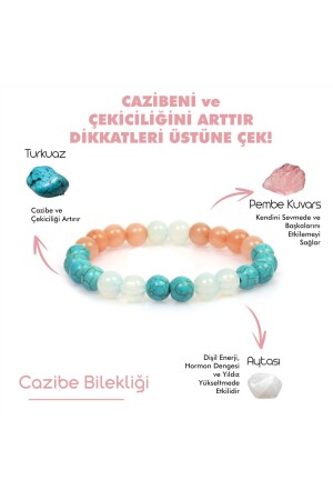 Sertifikalı Cazibe Doğal Taş Bilekliği |pembe Kuvars-turkuaz-ay Taşı-aytaşı Doğaltaş |anneler Günü MysticEnergyBileklik-t - 2