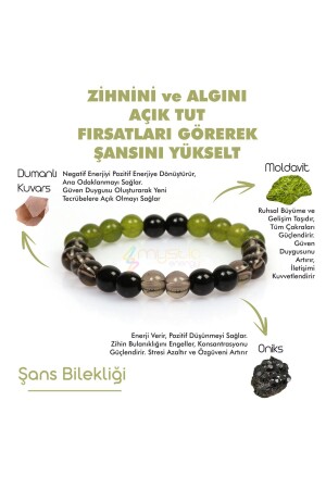 Sertifikalı Doğal Taş Şans Tılsım Bilekliği |oniks-onix-dumanlı Kuvars-moldavit |hediyelik Doğaltaş MysticEnergyBileklik-t - 2