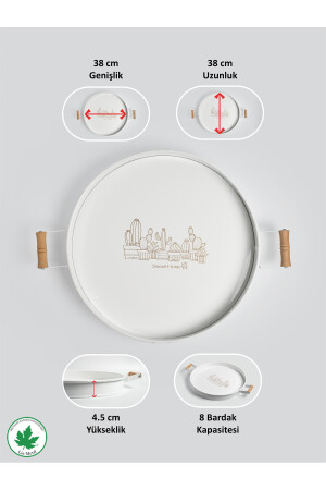 Serviertablett aus Metall mit Holzgriffen 37 cm, Kaffeetablett, Präsentationstablett (KAKTUSBEDRUCKT) LN1026 - 8