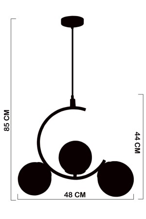 Sesa Schwarzer Kronleuchter mit 3 weißen Lampen 101162031 - 5