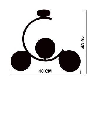 Sesa Siyah 3 Bal Lambalı Plafonyer Avize 101262031 - 6