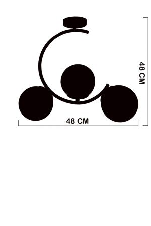 Sesa Siyah 3 Beyaz Lambalı Plafonyer Avize 101262031 - 4