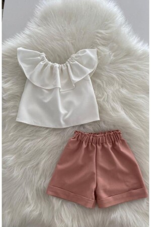 Set aus weißer Bluse und Shorts in Dusty Rose für Babys - 1