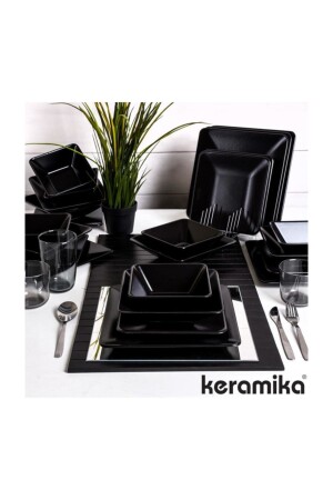 Set Dining Square Siera 24-teilig für 6 Personen Mattschwarz dmt0000024 - 1