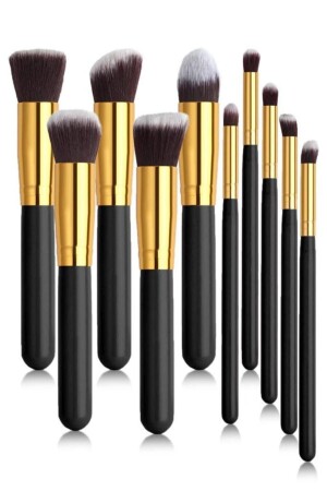 Set mit 10 Make-up-Pinseln mit schwarzem Griff - 2