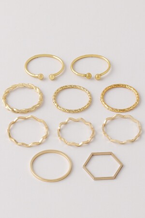 Set mit 10 Ringen Goldfarbe 0030 - 4