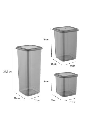 Set mit 18 beschrifteten, unzerbrechlichen quadratischen Frischhaltedosen, Anthrazit, 6 x 1,75 l/1,2 l/0,55 l 153. 18liset. Bitte. kpk - 4