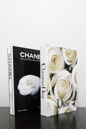 Set mit 2 dekorativen Bücherboxen im Chanel Black Rose- und Dior White Rose-Thema - 2