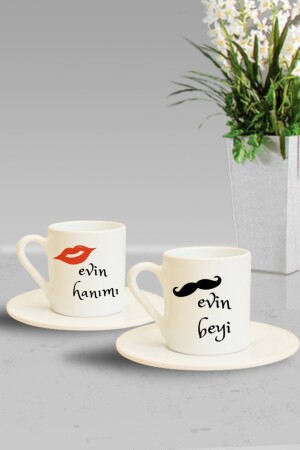 Set mit 2 von Evim Hanımı-bey entworfenen türkischen Kaffeetassen he-f-2015 - 3