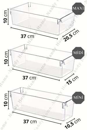 Set mit 3 hohen, durchsichtigen Kühlschrank- und Schrank-Organizern NDY-EP-TLL3SET - 8