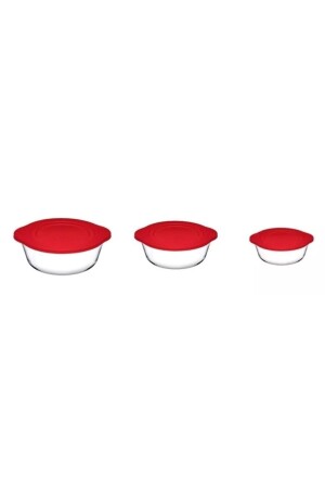 Set mit 3 Pyrex-Vorratsbehältern mit roten Deckeln, 2100 cc, 1450 cc, 840 cc, Fma04598, Fma04362, Fma04363, 145 59001E - 4