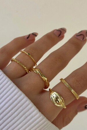 Set mit 5 Ringen Goldfarbe 1542 - 1