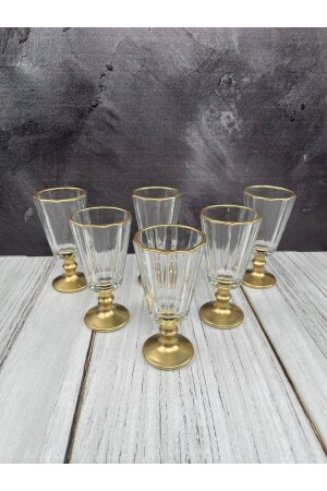 Set mit 6 Flöten, vergoldet, für Kaffee, Wasser, Glas, Kelch, Becher, Bardak yz. Flöte vergoldet - 7