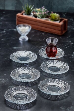 Set mit 6 Teetellern aus Kristallglas im besonderen Design von Crystal Trend. 6 Stück Teeteller aus Kristallglas - 4