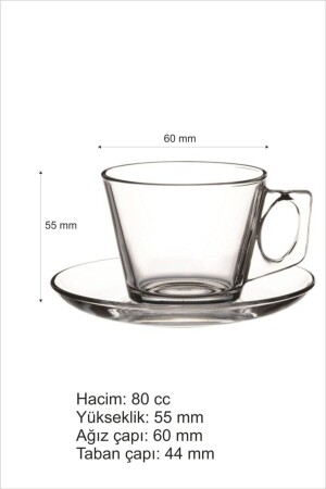 Set mit 6 Vela Espresso-Kaffeetassen aus Glas, 80 cm³, kleine türkische Kaffeegröße p97301b - 7