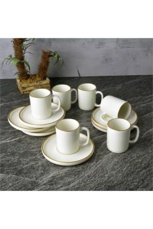 Set mit 6 vergoldeten Kaffeetassen aus Porzellan yz. thn92013 - 1