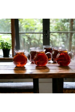 Set mit 6 willkürlichen Ala-Teetassen aus Borosilikatglas mit Henkel, 220 ml. Glas - 4