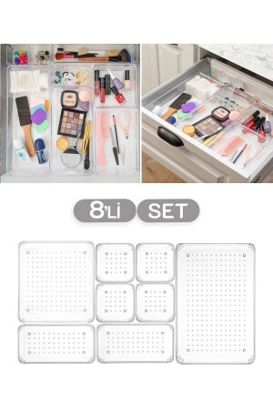 Set mit 8 modularen Schubladen-Organizern – Badezimmer-Make-up- und Schmuck-Organizer – Büro-Desktop-Organizer - 2