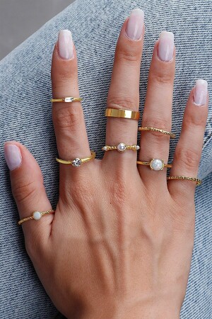 Set mit 8 Ringen und Verbindungsringen in Goldfarbe - 2