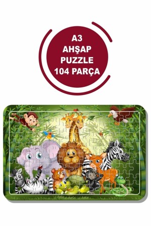 Sevimli Hayvanlar A3 104 Parça Puzzle- Oyuncak- Yapboz - 2