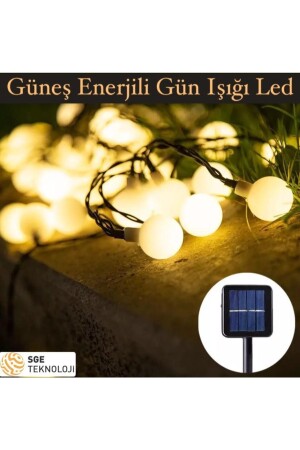 Sge Güneş Enerjili 7 Metre 50 Led Sarı Bahçe Yılbaşı Parti Balkon Süsü Aydınlatma Lambası 7435212 - 5