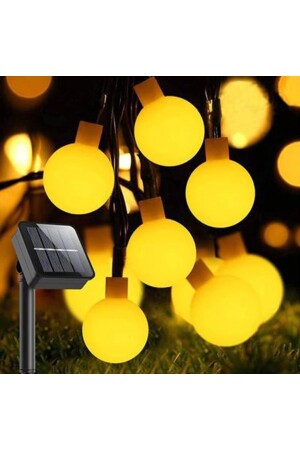 Sge Güneş Enerjili 7 Metre 50 Led Sarı Bahçe Yılbaşı Parti Balkon Süsü Aydınlatma Lambası 7435212 - 6