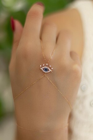 Shahmeran Eye Evil Eye Zirkonstein 925 Karat Handkette Gelb Shahmeran - 2