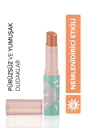 Shea Ve Kakao Yağı Içeren Renkli Dudak Nemlendiricisi (H. CEVİZİ)-lip Balm-004 Coconut-8690604555390 - 3