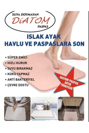 Sihirli Su Emici Gri Renk Diatom Banyo Paspas Diatomite Su Çeken Suyadoymayanpaspas - 5