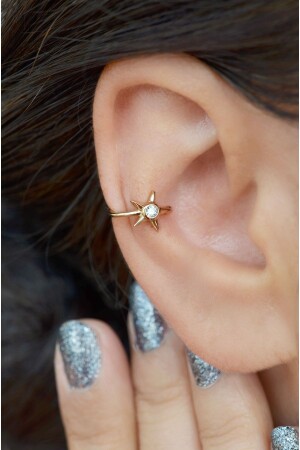 Sıkıştırmalı Kıkırdak Küpesi Star Earcuff - 2