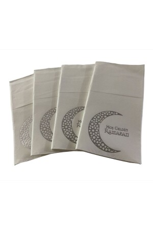 Silber vergoldet weiß Willkommen Ramadan Mond gemusterte Pocket Touch Serviette 12 Stück 40x40 - 2