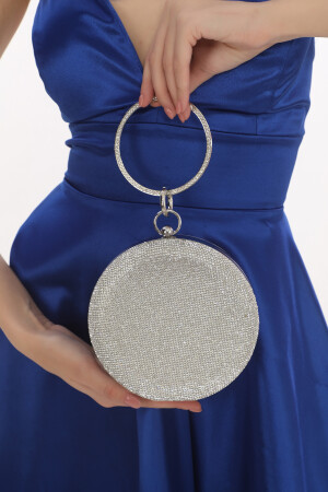 Silberfarbenes glitzerndes Stein-Design, Armband, Ring, Abendkleid, Portfolio, Clutch-Tasche FRP0364 - 5