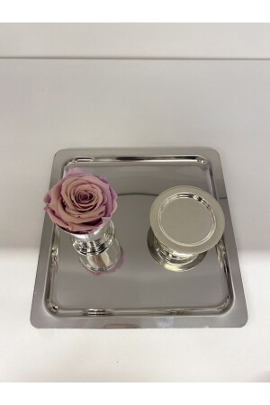 Silbertablett, Türkische-Delight-Schale, Roseneimer-Set 3-teilig TRAY-3 - 4