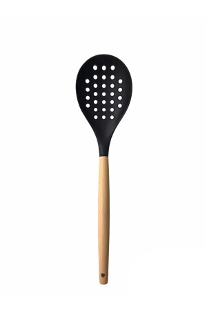 Silikon Bambu 6 Parça Spatula Servis Kaşık Kepçe Kevgir Fırça Bambu Kaşık Takımı Seti ZUBA-SILIKON-SERVIS9LU - 7